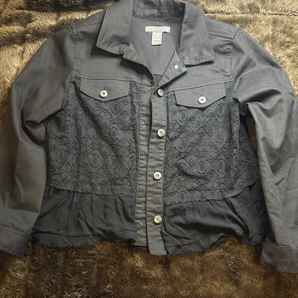 Coldwater Creek Black Lace Jean Jacket